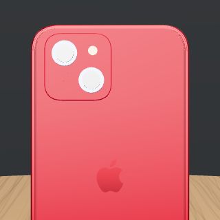 Close-up of the iPhone back rendered pink with washed-out white lenses.